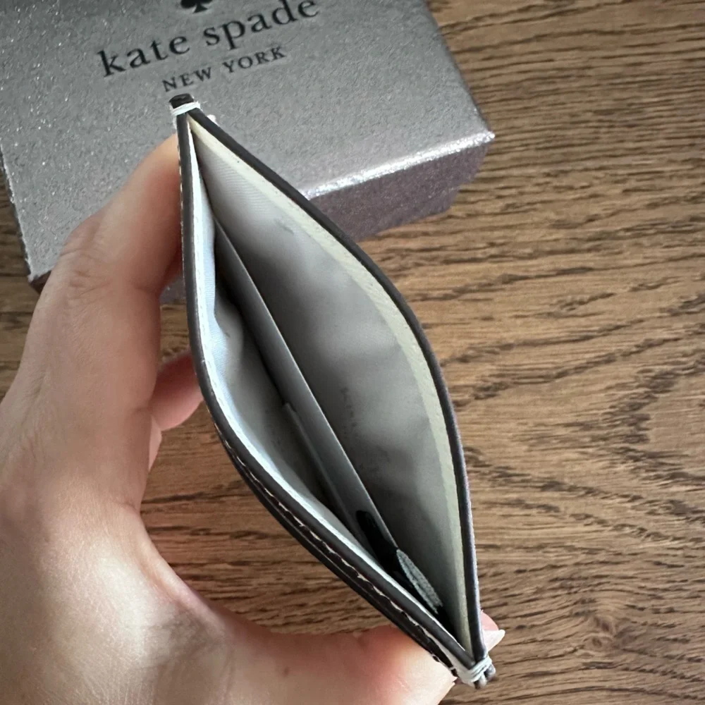 NWT！NEW! Kate Spade Madison Boxed Crystal Card Holder Cream Rhinestone shinny